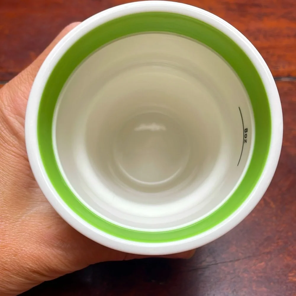 Starbucks 2012 White-Lime Green Rubber Grip 8-oz Travel Tumbler *NO LID*